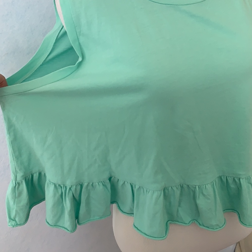 Mint Bottom Ruffled Crop Tank - Picture 7 of 9